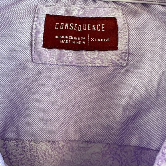 EUC Consequence Lavender Paisley Dress Shirt Size XL - Picture 2 of 5